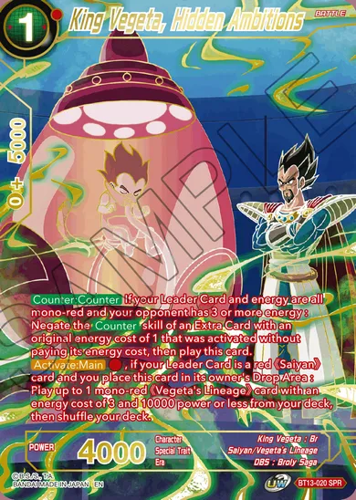 KING VEGETA, HIDDEN AMBITIONS