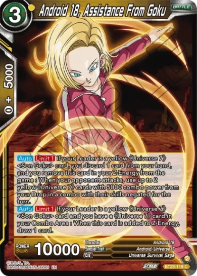ANDROID 18, ASSISTANCE FROM GOKU