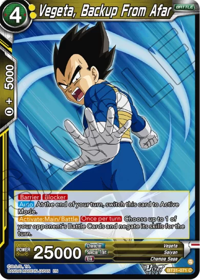 VEGETA, BACKUP FROM AFAR
