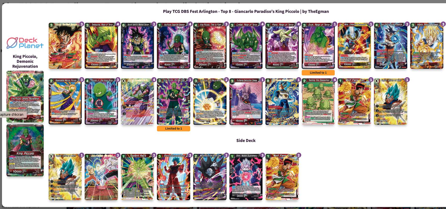 Decklist de Giancarlo Paradiso