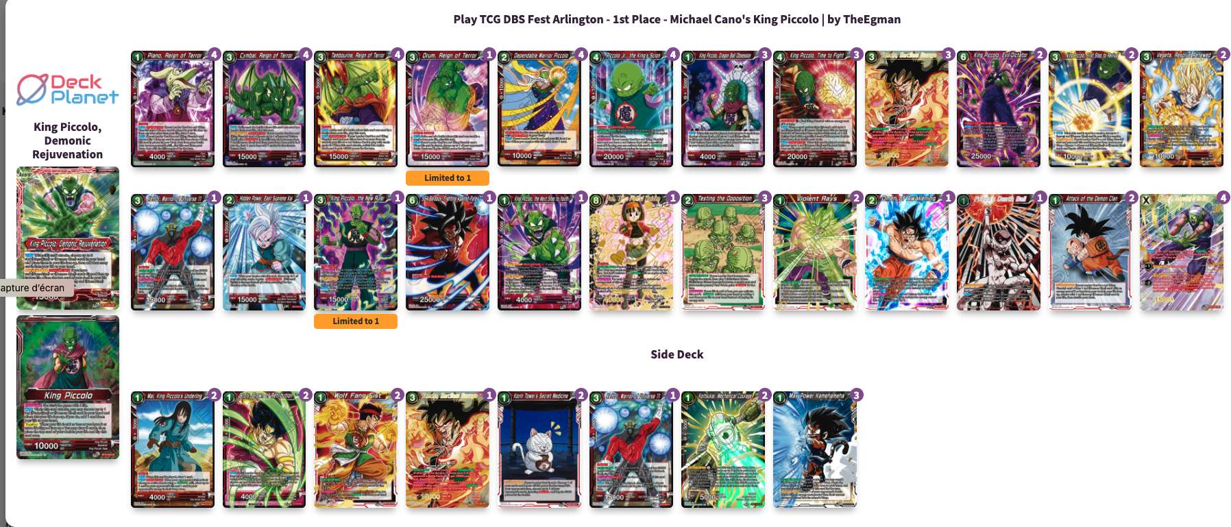 Decklist de Michael Cano
