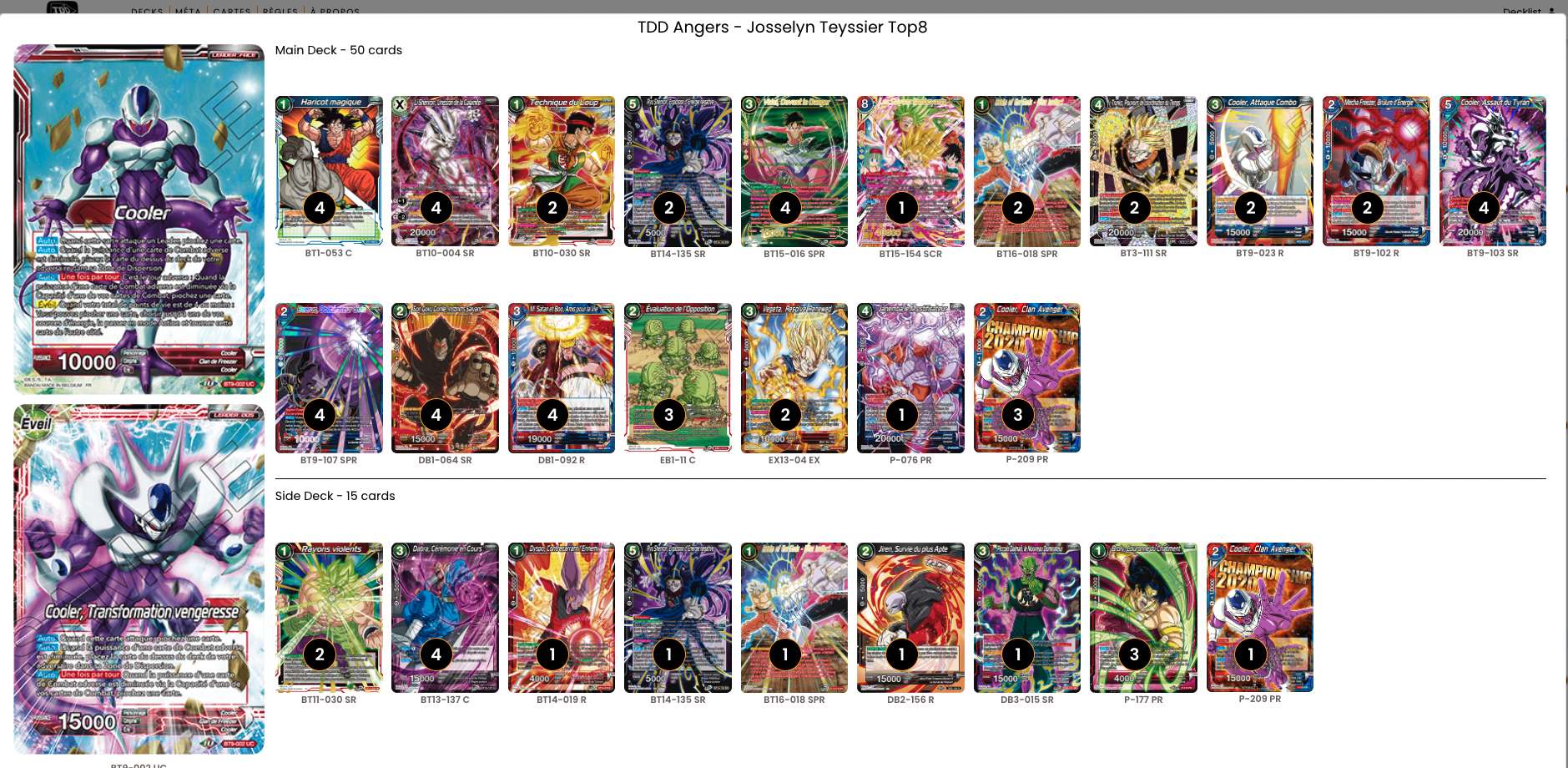 Decklist de Josselyn Teyssier