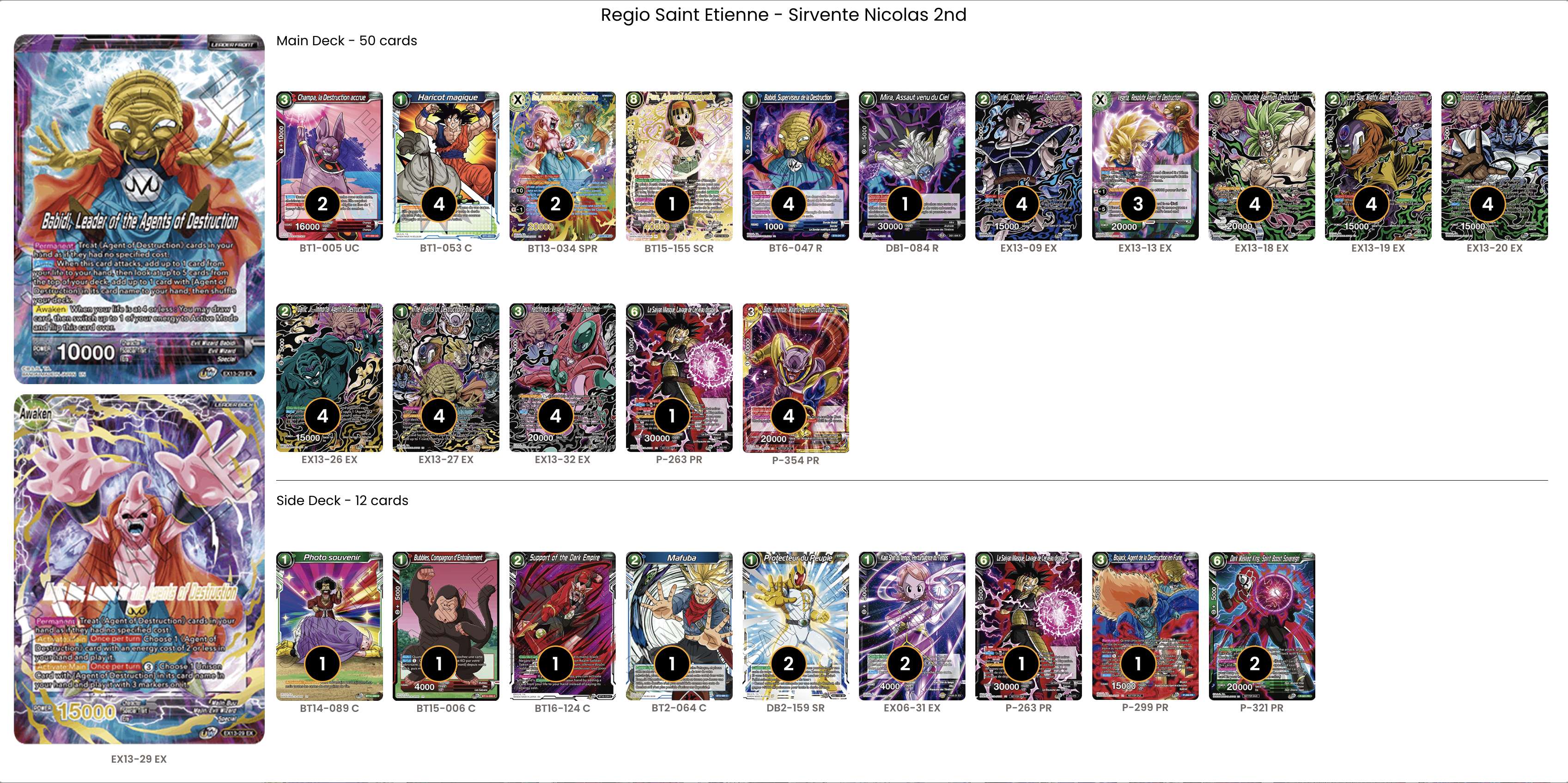 Decklist de Nicolas Sirvente