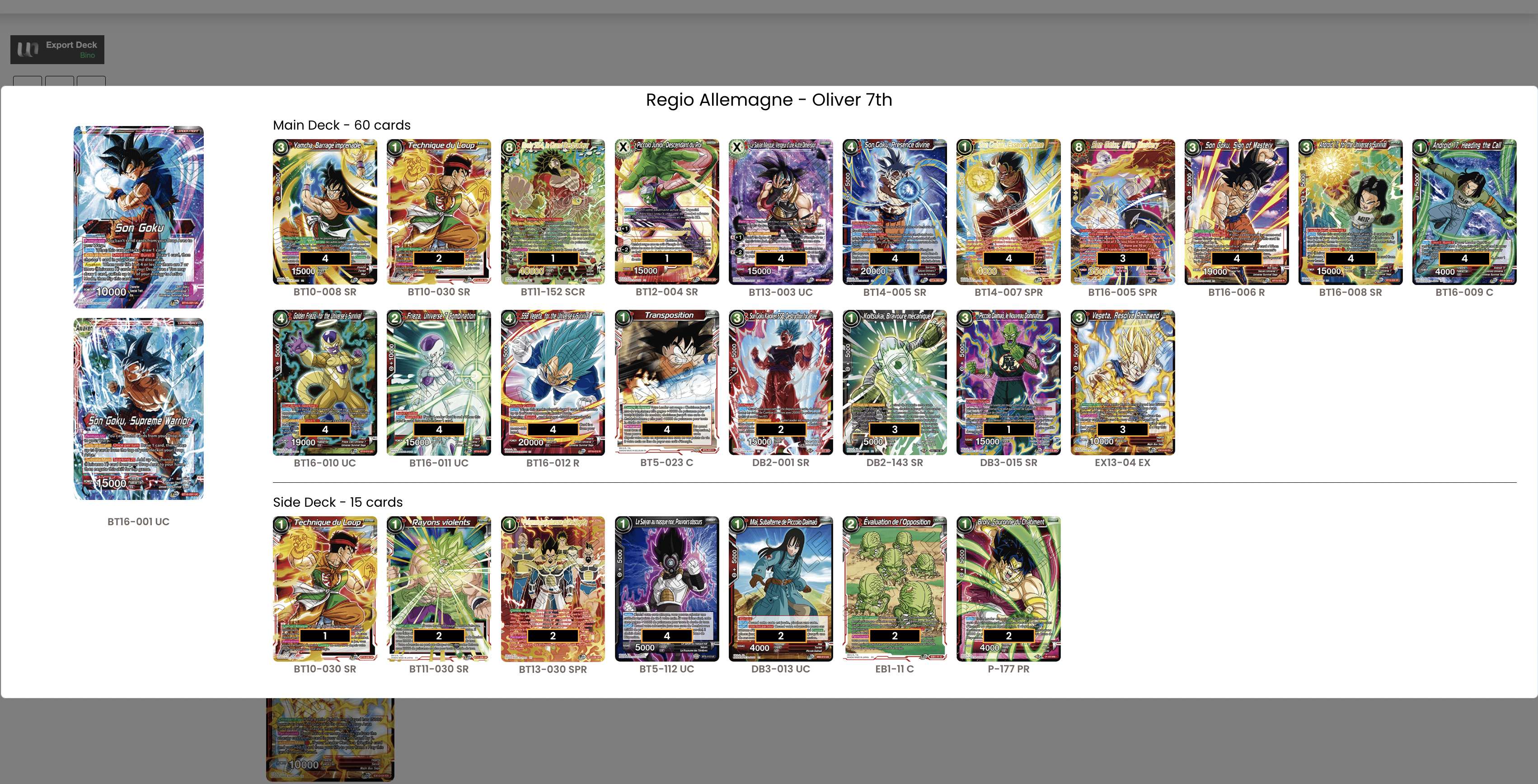 Decklist de Oliver
