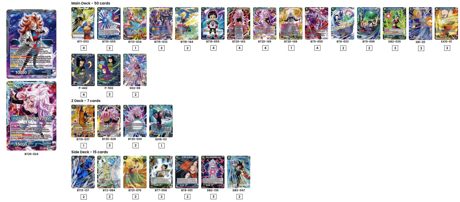 Decklist de Evelyn Lodis