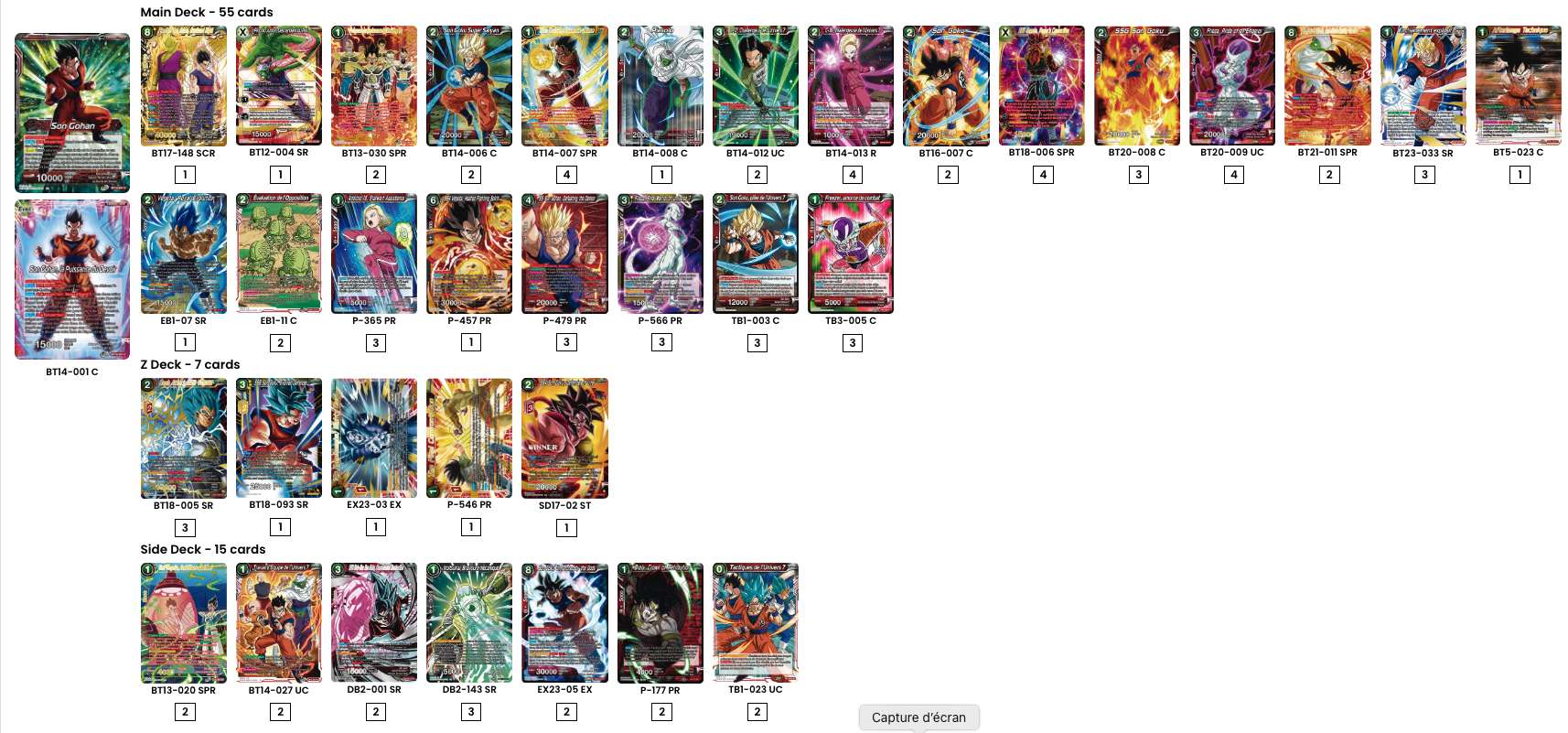 Decklist de Porter