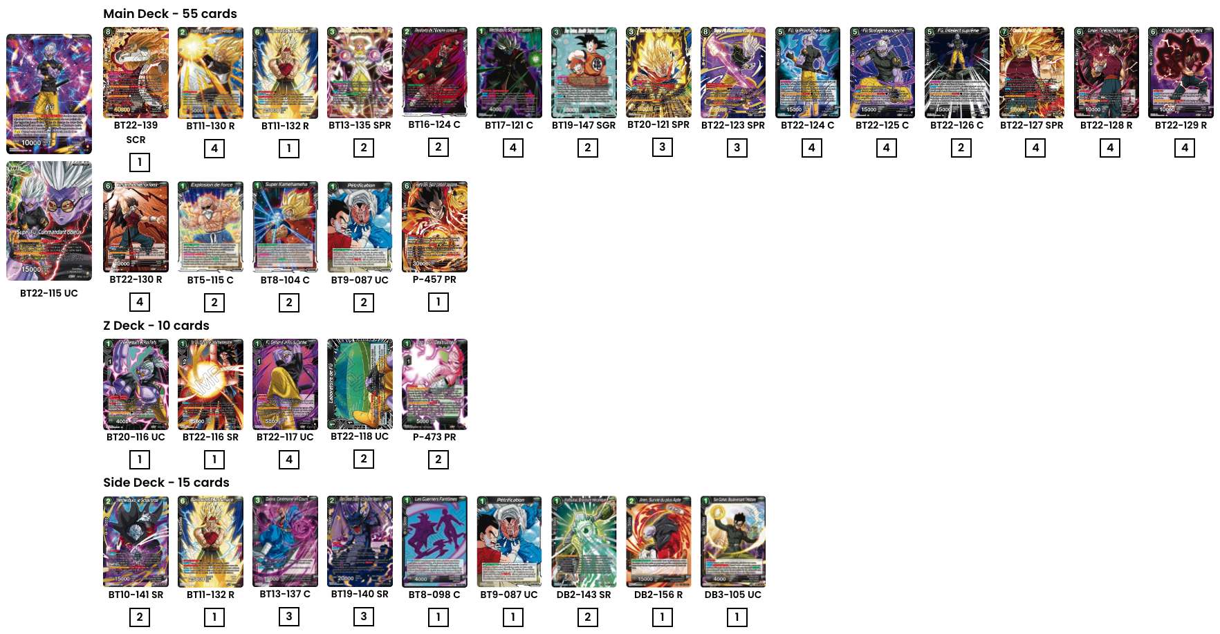 Decklist de Zhuchaoqun XU ZHU