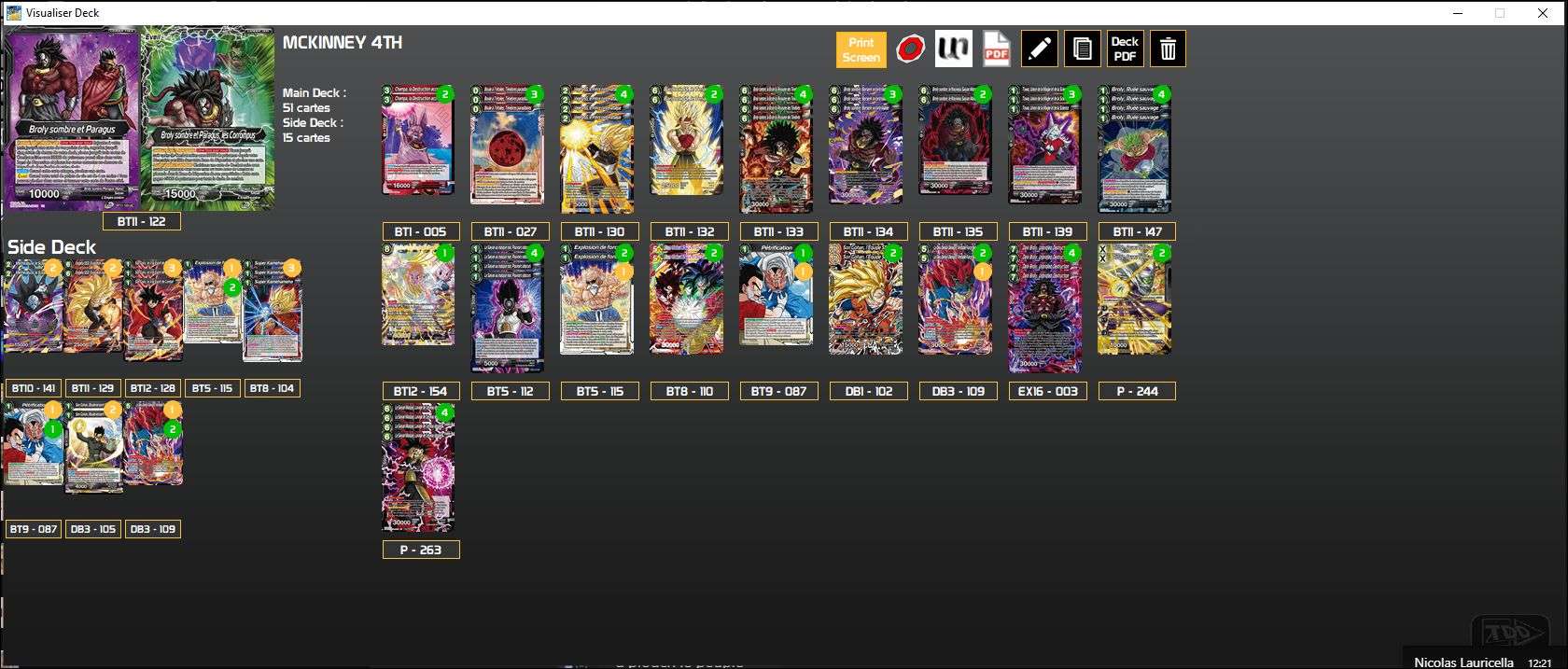 Decklist de Marquis McKinney