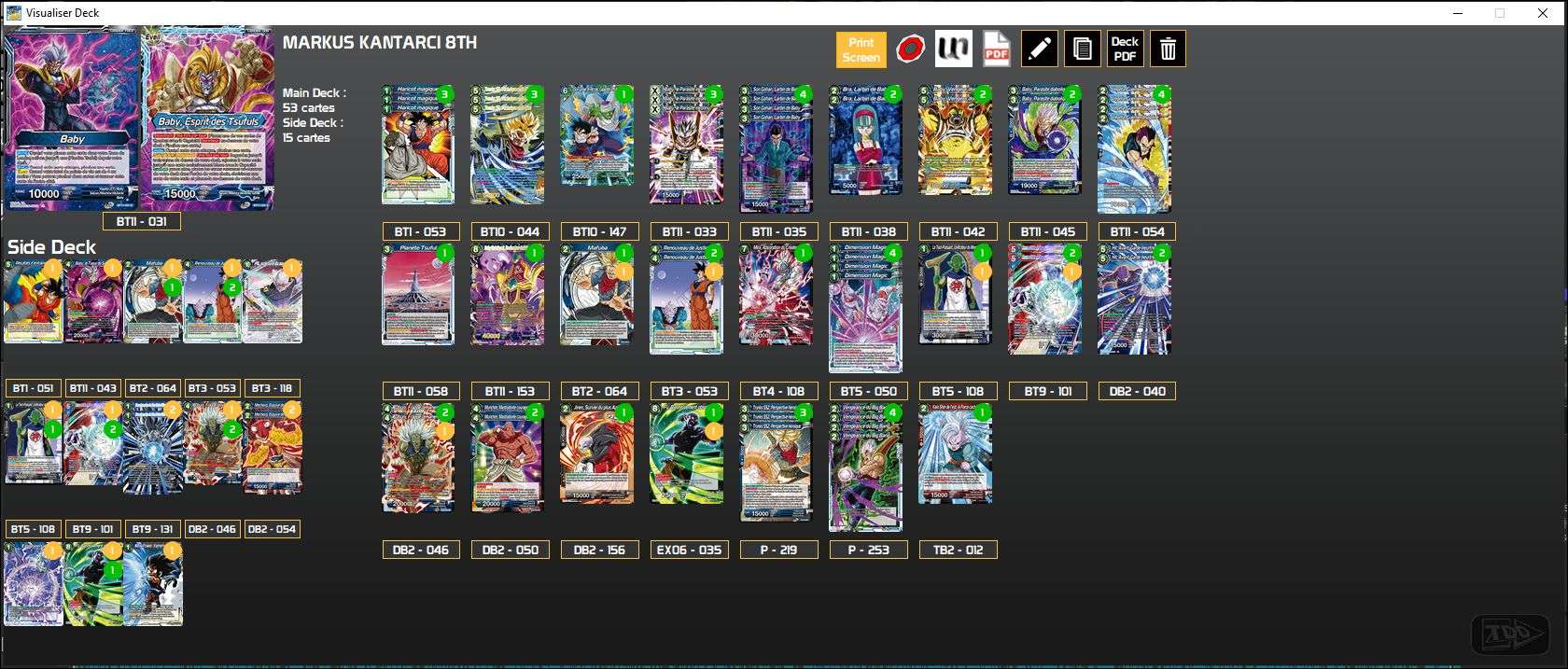 Decklist de Markus Kantarci