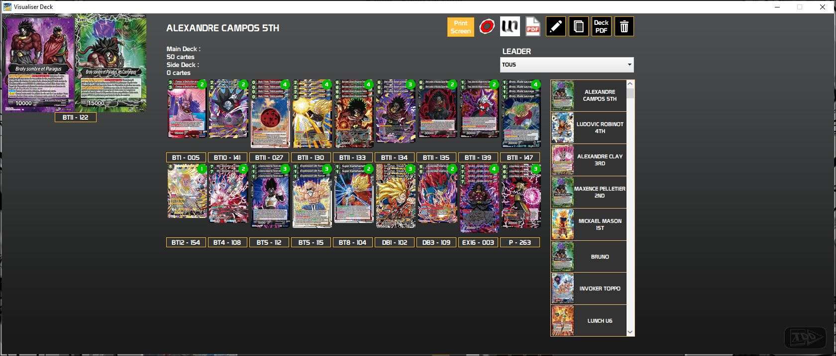 Decklist de Alexandre Campos