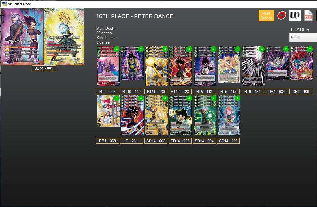 Decklist de Peter Dance